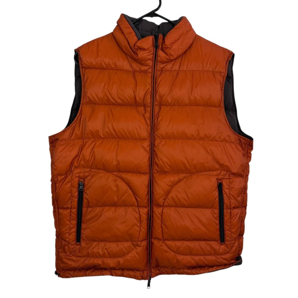 Herno Legend Mens Down Filled Puffer Vest Size 56 Brown Full Zip Gilet Luxury